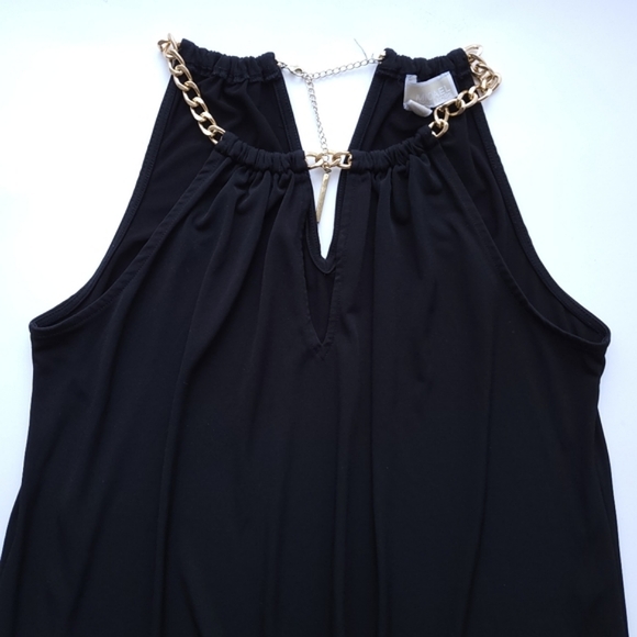 MICHAEL Michael Kors Sleeveless Gold Chain Neck High-Low Dress - Picture 7 of 11